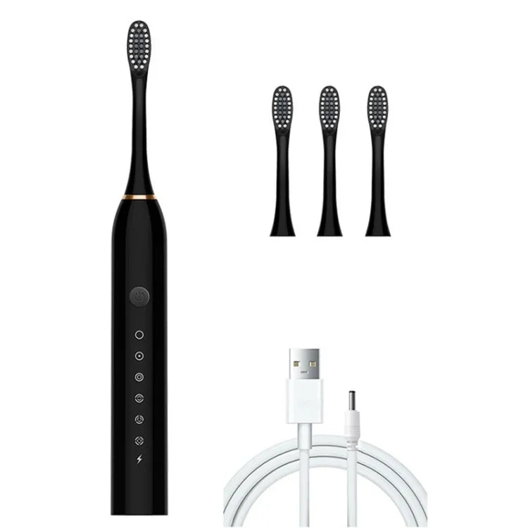 Escovas Dentais Elétricas Recarregáveis com Cerdas Ultrassónicas Suaves, Flosser com 6 Níveis e 4 Escovas
