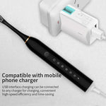 Escovas Dentais Elétricas Recarregáveis com Cerdas Ultrassónicas Suaves, Flosser com 6 Níveis e 4 Escovas