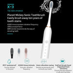 Escovas Dentais Elétricas Recarregáveis com Cerdas Ultrassónicas Suaves, Flosser com 6 Níveis e 4 Escovas