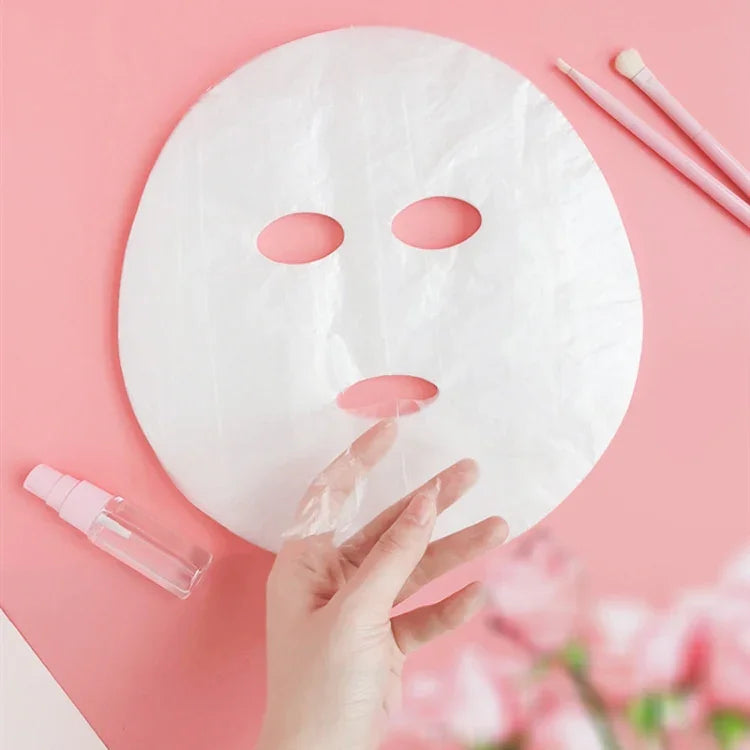 10 Pacotes de Máscaras Faciais Descartáveis de Plástico para Salão de Beleza Filme Adesivo Transparente