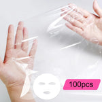 10 Pacotes de Máscaras Faciais Descartáveis de Plástico para Salão de Beleza Filme Adesivo Transparente