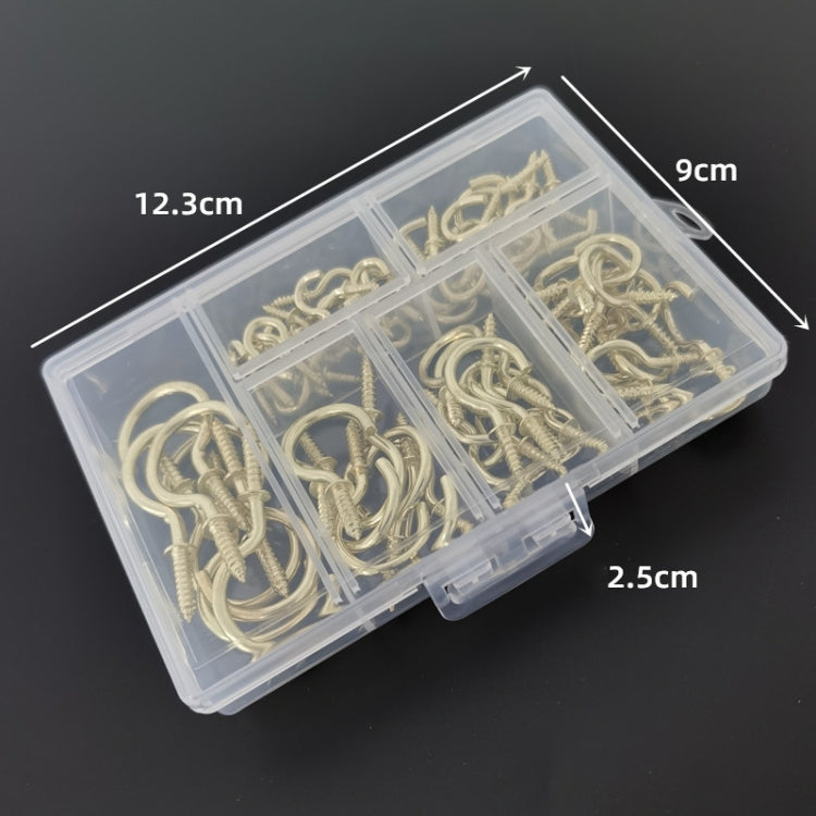 75pcs /Box Screw-in Ceiling Hook Set Home Storage Wall Cup Hook Lamp Hook