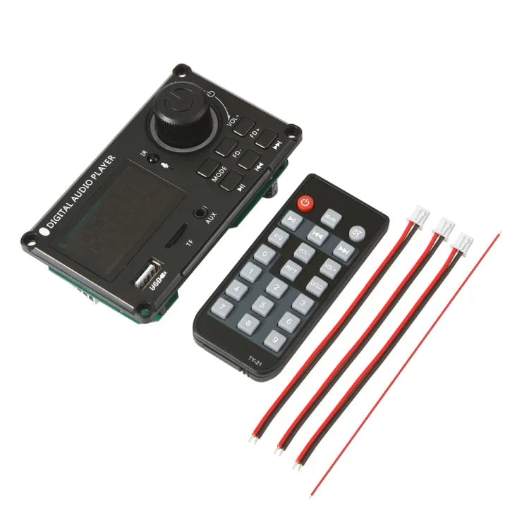Amplificador de Potência com Ecrã a Cores 100W 12V TPA3116 Placa Decodificadora Bluetooth com Gravação de Chamadas, Comando à Distância de Silicone, Comando à Distância Pequeno de Silicone, Comando à Distância Pequeno