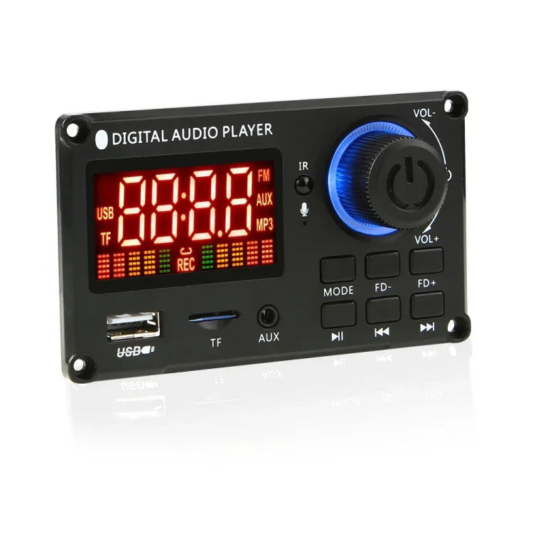 Amplificador de Potência com Ecrã a Cores 100W 12V TPA3116 Placa Decodificadora Bluetooth com Gravação de Chamadas, Comando à Distância de Silicone, Comando à Distância Pequeno de Silicone, Comando à Distância Pequeno