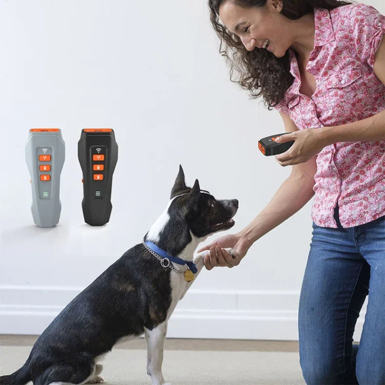 Dispositivo de Treino para Cães com Luz LED Intermitente e Ultrassónico Portátil, Conversão de Frequência, Preto+Laranja, Cinzento Escuro, Cinzento+Laranja