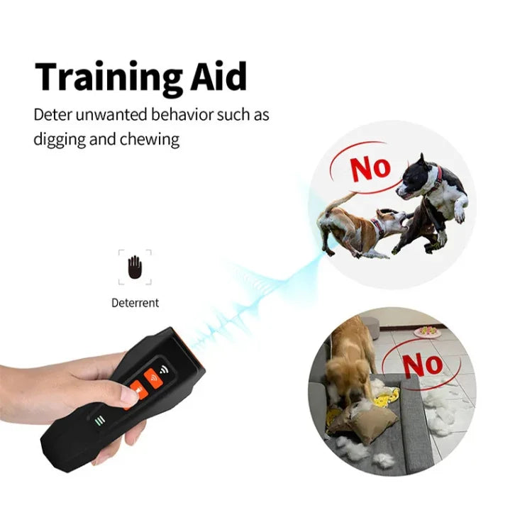 Dispositivo de Treino para Cães com Luz LED Intermitente e Ultrassónico Portátil, Conversão de Frequência, Preto+Laranja, Cinzento Escuro, Cinzento+Laranja