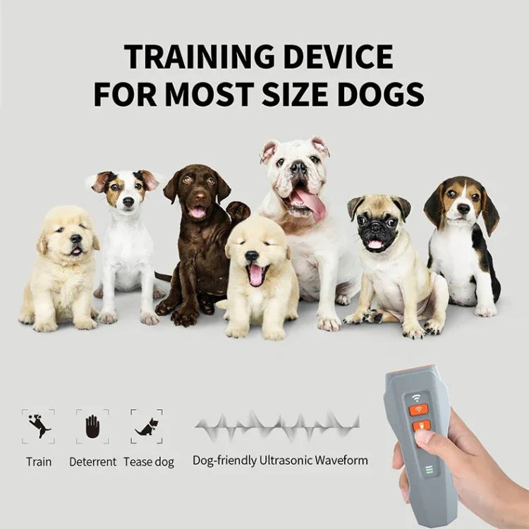 Dispositivo de Treino para Cães com Luz LED Intermitente e Ultrassónico Portátil, Conversão de Frequência, Preto+Laranja, Cinzento Escuro, Cinzento+Laranja