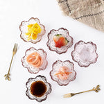 5pcs /Conjunto Prato de Vidro com Estampa de Flor de Cerejeira, Prato Pequeno para Molho, Rosa