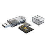 Conversor OTG USB para SD/TF Leitor de cartões multifunções 2 em 1 transparente, transparente