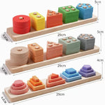 Children Geometric Shapes Color Matching Building Blocks Columns Toys