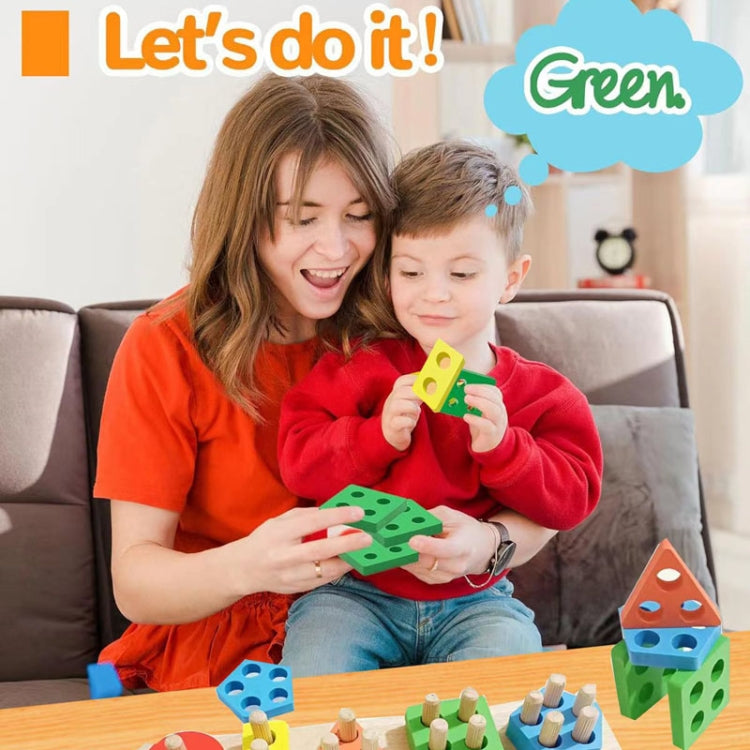 Children Geometric Shapes Color Matching Building Blocks Columns Toys