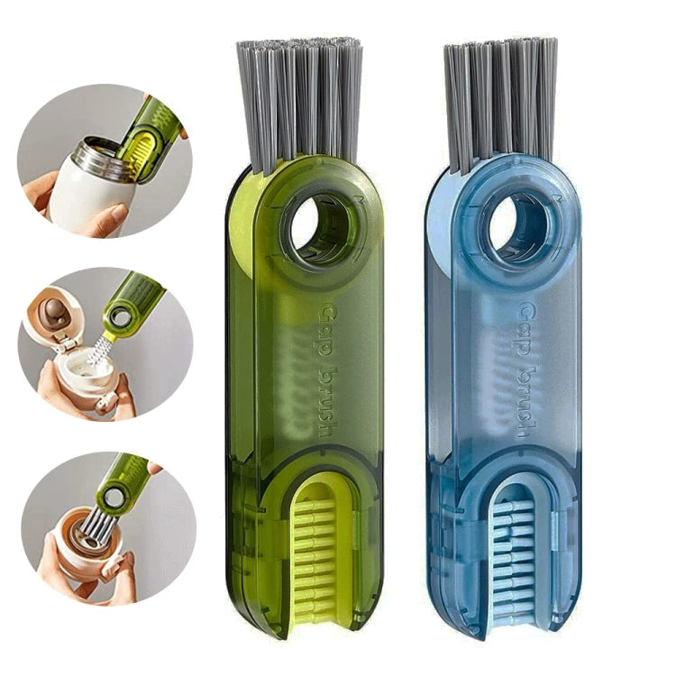 Escova de Limpeza 3 em 1 para Tampa de Copo em Forma de U, Limpador de Ranhuras para Garrafa de Água, Azul B, Verde B