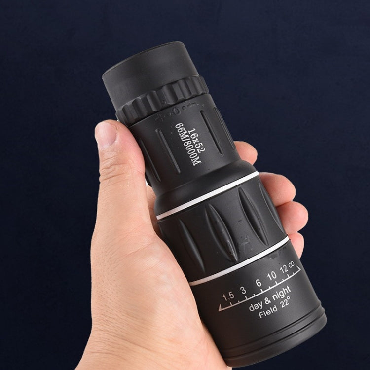 Telescópio Monocular de Observação de Pássaros ao Ar Livre 16x52 de Alta Definição, Prisma 16x52, Filme Verde 16x52, 16x52 sem Bolsa, 16x52 com Clipe+Tripé