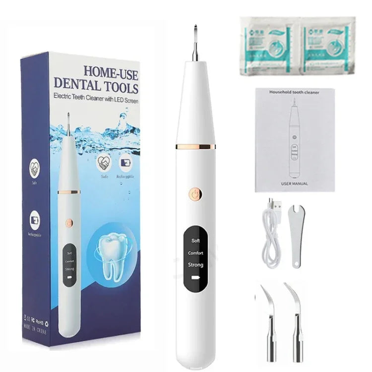 Escalador Dentário Elétrico Ultrassónico para Limpeza de Placa e Remoção de Tártaro com Luz LED, Pacote A, Pacote B, Pacote A com Acessórios, Pacote B com Acessórios