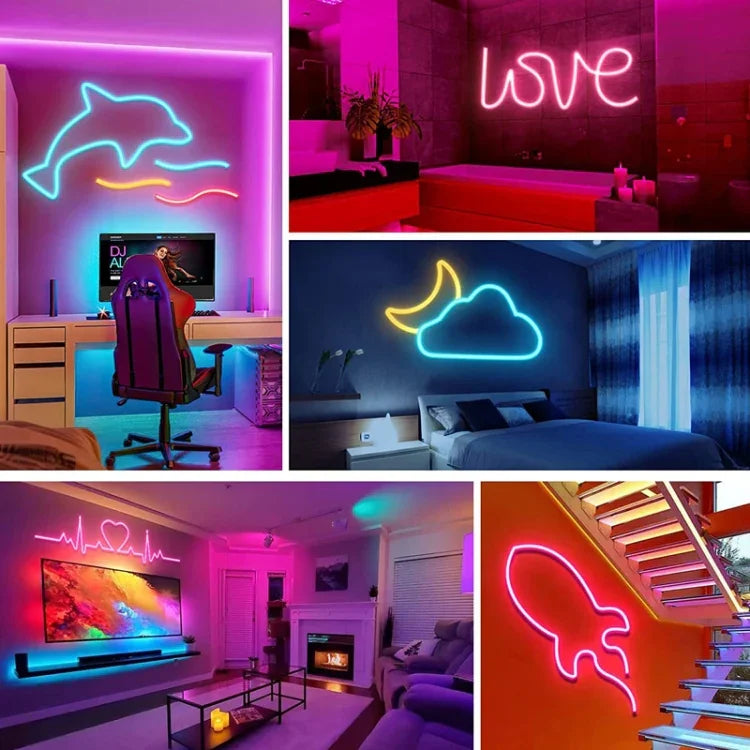 Tira de Luz LED Neon Flexível de Silicone 2m 5V USB, USB (Rosa), USB (Cor Quente), USB (Azul)