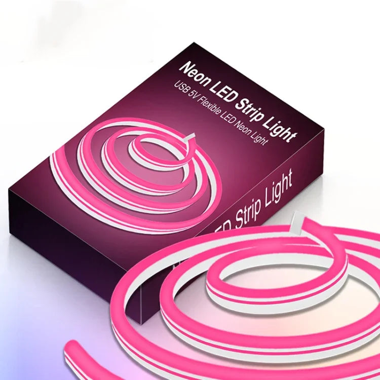 Tira de Luz LED Neon Flexível de Silicone 2m 5V USB, USB (Rosa), USB (Cor Quente), USB (Azul)
