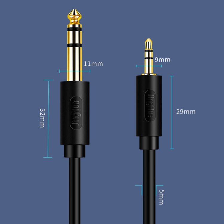 Cabo de Áudio JINGHUA 3,5mm para 6,5mm Amplificador Guitarra 6,35mm, 0,5m, 1,5m, 3m, 5m