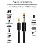 Cabo de Áudio JINGHUA 3,5mm para 6,5mm Amplificador Guitarra 6,35mm, 0,5m, 1,5m, 3m, 5m