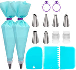 Conjunto de 15 em 1 de saco de pasteleiro de silicone para glacê com bicos de bolo em aço inoxidável, 15 peças/conjunto