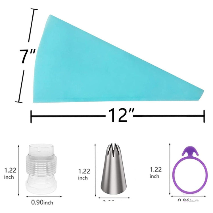 Conjunto de 15 em 1 de saco de pasteleiro de silicone para glacê com bicos de bolo em aço inoxidável, 15 peças/conjunto