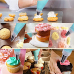 Conjunto de 15 em 1 de saco de pasteleiro de silicone para glacê com bicos de bolo em aço inoxidável, 15 peças/conjunto