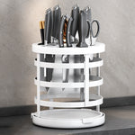 Organizador de facas espesso para casa, cilindro para pauzinhos, prateleira de drenagem para bancada de cozinha, fixo (branco), fixo (preto), fixo (creme), rotativo (branco), rotativo (preto), rotativo (creme)