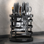 Organizador de facas espesso para casa, cilindro para pauzinhos, prateleira de drenagem para bancada de cozinha, fixo (branco), fixo (preto), fixo (creme), rotativo (branco), rotativo (preto), rotativo (creme)