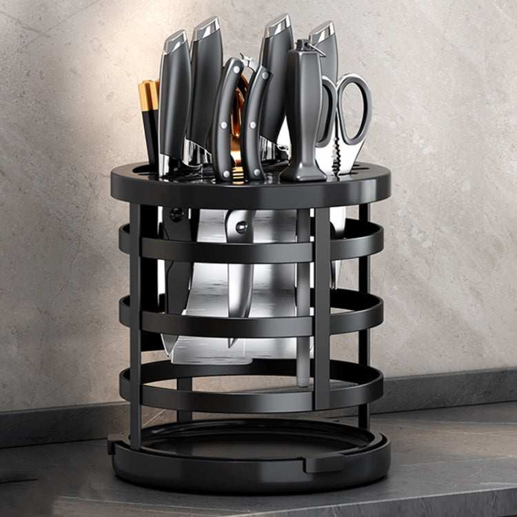 Organizador de facas espesso para casa, cilindro para pauzinhos, prateleira de drenagem para bancada de cozinha, fixo (branco), fixo (preto), fixo (creme), rotativo (branco), rotativo (preto), rotativo (creme)