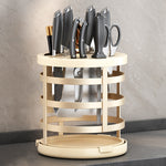 Organizador de facas espesso para casa, cilindro para pauzinhos, prateleira de drenagem para bancada de cozinha, fixo (branco), fixo (preto), fixo (creme), rotativo (branco), rotativo (preto), rotativo (creme)