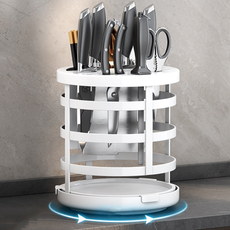 Organizador de facas espesso para casa, cilindro para pauzinhos, prateleira de drenagem para bancada de cozinha, fixo (branco), fixo (preto), fixo (creme), rotativo (branco), rotativo (preto), rotativo (creme)