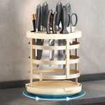 Organizador de facas espesso para casa, cilindro para pauzinhos, prateleira de drenagem para bancada de cozinha, fixo (branco), fixo (preto), fixo (creme), rotativo (branco), rotativo (preto), rotativo (creme)