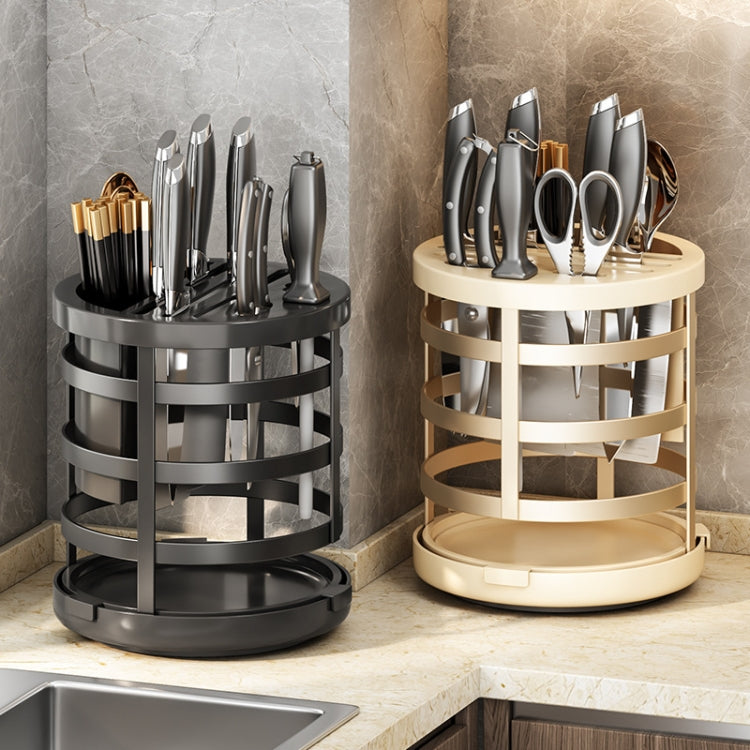 Organizador de facas espesso para casa, cilindro para pauzinhos, prateleira de drenagem para bancada de cozinha, fixo (branco), fixo (preto), fixo (creme), rotativo (branco), rotativo (preto), rotativo (creme)