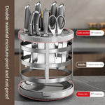 Organizador de facas espesso para casa, cilindro para pauzinhos, prateleira de drenagem para bancada de cozinha, fixo (branco), fixo (preto), fixo (creme), rotativo (branco), rotativo (preto), rotativo (creme)