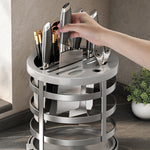 Organizador de facas espesso para casa, cilindro para pauzinhos, prateleira de drenagem para bancada de cozinha, fixo (branco), fixo (preto), fixo (creme), rotativo (branco), rotativo (preto), rotativo (creme)