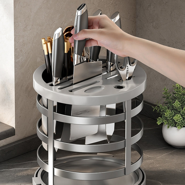 Organizador de facas espesso para casa, cilindro para pauzinhos, prateleira de drenagem para bancada de cozinha, fixo (branco), fixo (preto), fixo (creme), rotativo (branco), rotativo (preto), rotativo (creme)