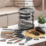 Organizador de facas espesso para casa, cilindro para pauzinhos, prateleira de drenagem para bancada de cozinha, fixo (branco), fixo (preto), fixo (creme), rotativo (branco), rotativo (preto), rotativo (creme)