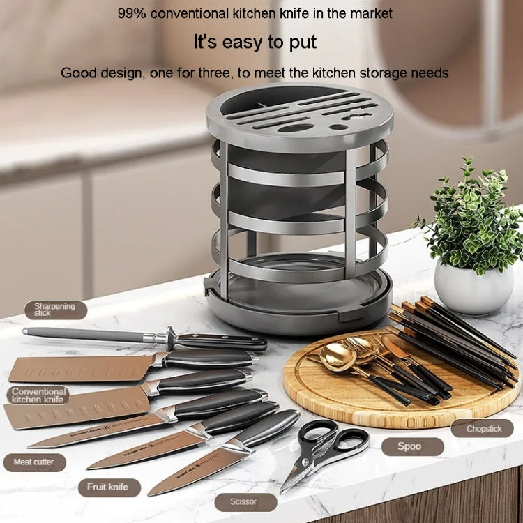 Organizador de facas espesso para casa, cilindro para pauzinhos, prateleira de drenagem para bancada de cozinha, fixo (branco), fixo (preto), fixo (creme), rotativo (branco), rotativo (preto), rotativo (creme)