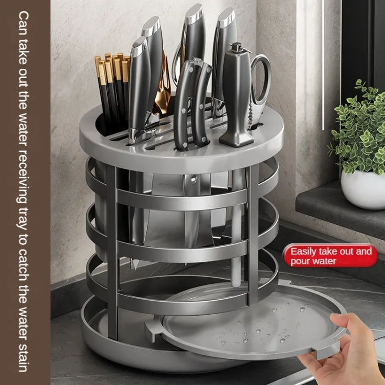 Organizador de facas espesso para casa, cilindro para pauzinhos, prateleira de drenagem para bancada de cozinha, fixo (branco), fixo (preto), fixo (creme), rotativo (branco), rotativo (preto), rotativo (creme)