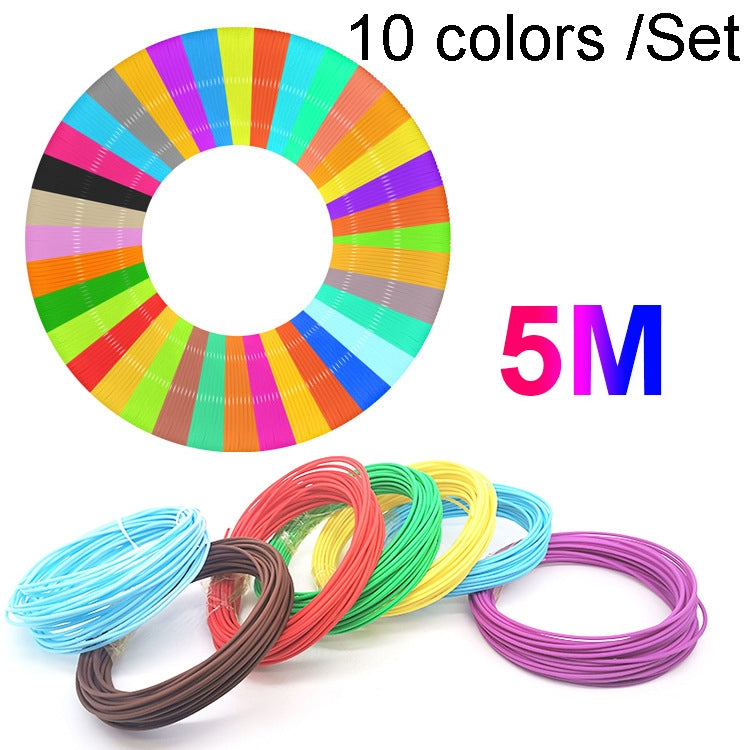 Consumíveis para Caneta de Impressão 3D, Material de Linha Alta Resistência 1,75mm, Material Ambiental para Impressão, Fio de Seda, 10 Cores / Conjunto PCL 5m