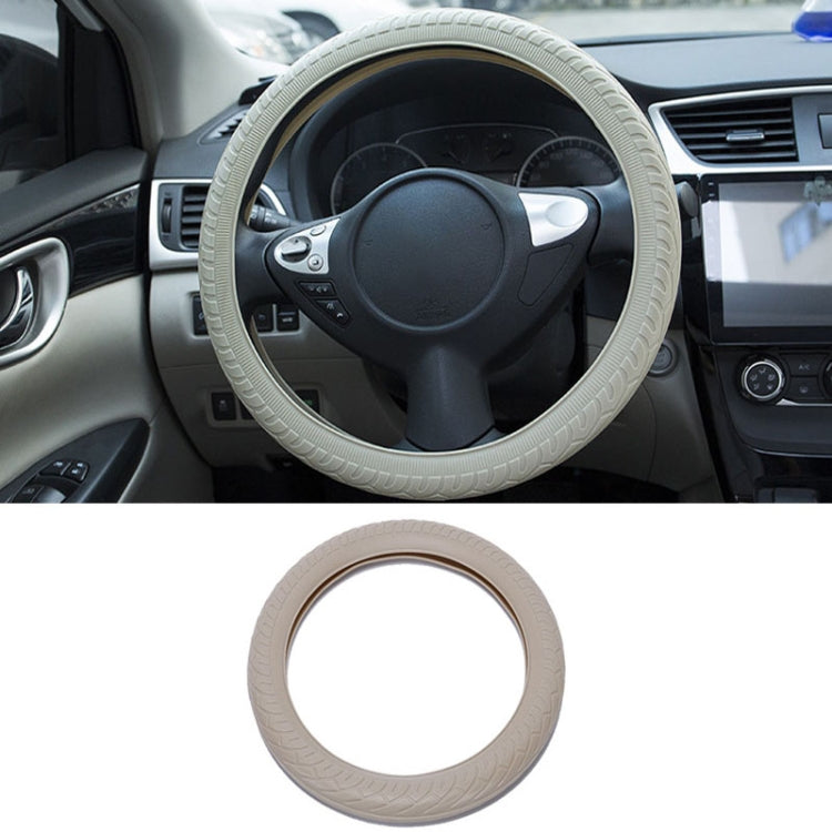 Car Silicone Protective Cover Wear Resistant Non-Slip Tire Pattern Driving Grip Sleeve, For 36cm-40cm Diameter Steering Wheel