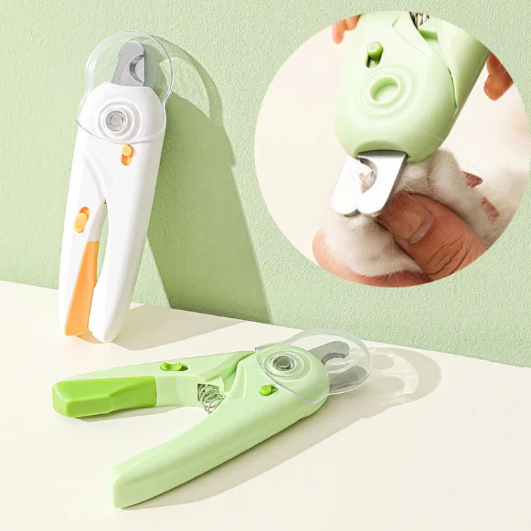 Cortador de Unhas para Animais com LED, Cortador de Unhas para Cão e Gato com Polidor de Unhas, Branco, Verde