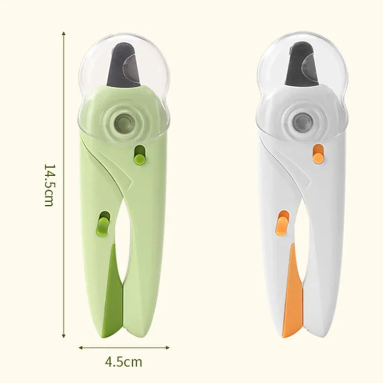 Cortador de Unhas para Animais com LED, Cortador de Unhas para Cão e Gato com Polidor de Unhas, Branco, Verde
