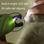 Cortador de Unhas para Animais com LED, Cortador de Unhas para Cão e Gato com Polidor de Unhas, Branco, Verde