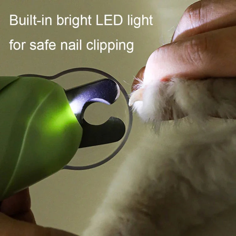 Cortador de Unhas para Animais com LED, Cortador de Unhas para Cão e Gato com Polidor de Unhas, Branco, Verde