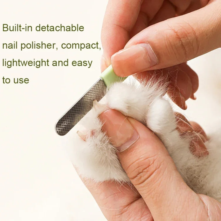 Cortador de Unhas para Animais com LED, Cortador de Unhas para Cão e Gato com Polidor de Unhas, Branco, Verde