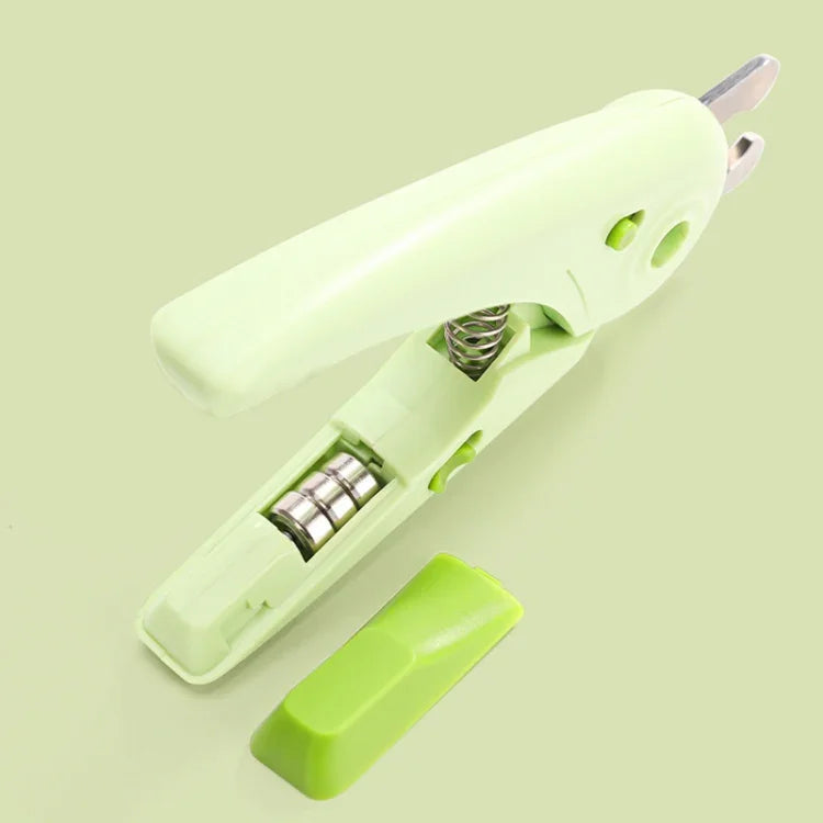 Cortador de Unhas para Animais com LED, Cortador de Unhas para Cão e Gato com Polidor de Unhas, Branco, Verde