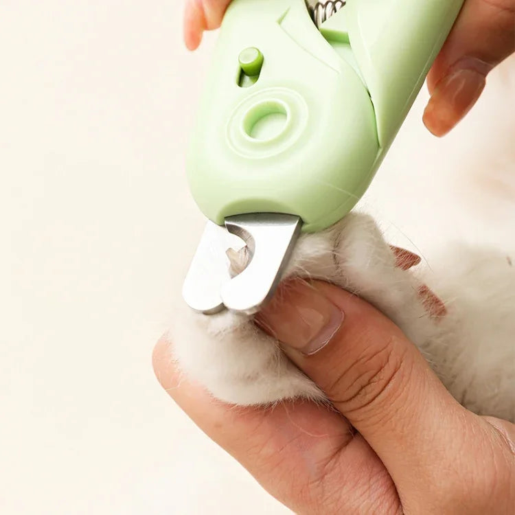 Cortador de Unhas para Animais com LED, Cortador de Unhas para Cão e Gato com Polidor de Unhas, Branco, Verde