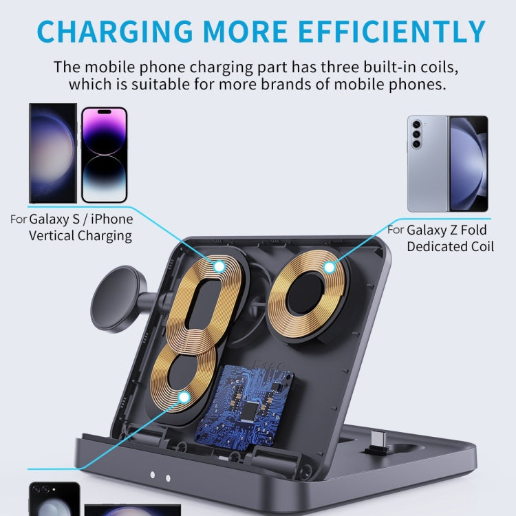 Carregador Sem Fios 3 em 1 para Telemóvel Samsung Galaxy Z Fold, Auriculares e Relógios Inteligentes, F16A
