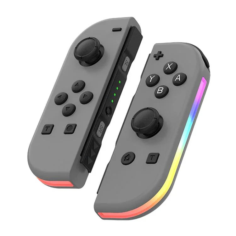 Comando de Jogo JOY-02 com Pegas Esquerda e Direita, Luzes RGB, Bluetooth para Switch / Switch OLED / Switch Pro / Switch Lite / Switch Joycon, Preto, Cinzento