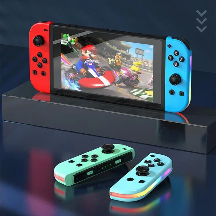 Comando de Jogo JOY-02 com Pegas Esquerda e Direita, Luzes RGB, Bluetooth para Switch / Switch OLED / Switch Pro / Switch Lite / Switch Joycon, Preto, Cinzento